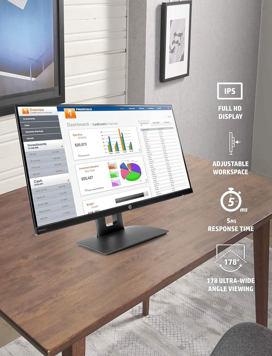 HP 23,8” VH240a IPS FHD LED Monitor HDMI VGA Lautsprecher (Generalüberholt)
