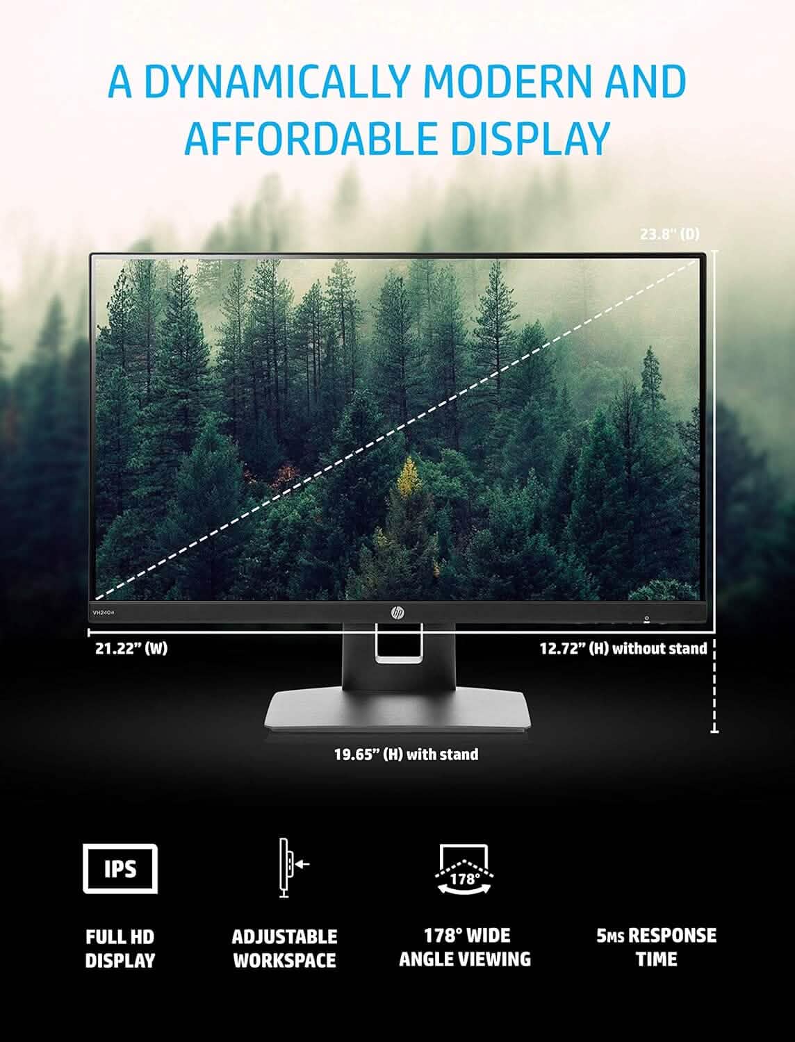 HP 23,8” VH240a IPS FHD LED Monitor HDMI VGA Lautsprecher (Generalüberholt)