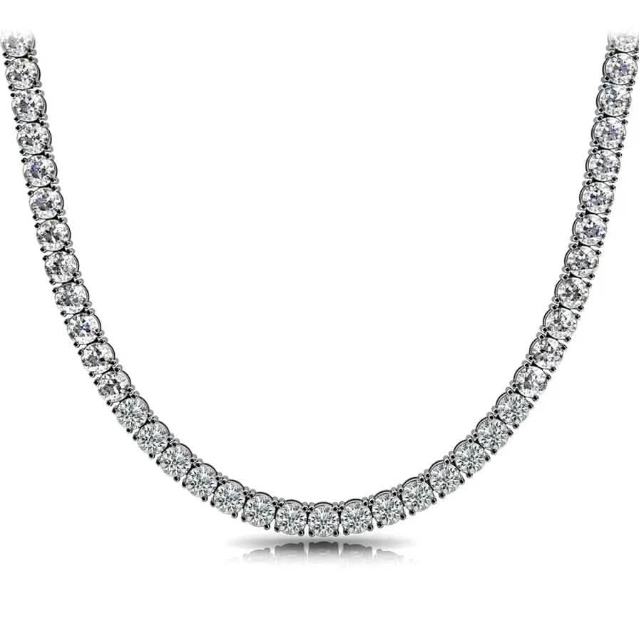 Riesige Halskette aus 14K Weißgold mit natürlichen Diamanten im Rundschliff, 23 Karat TW, 45,7 cm