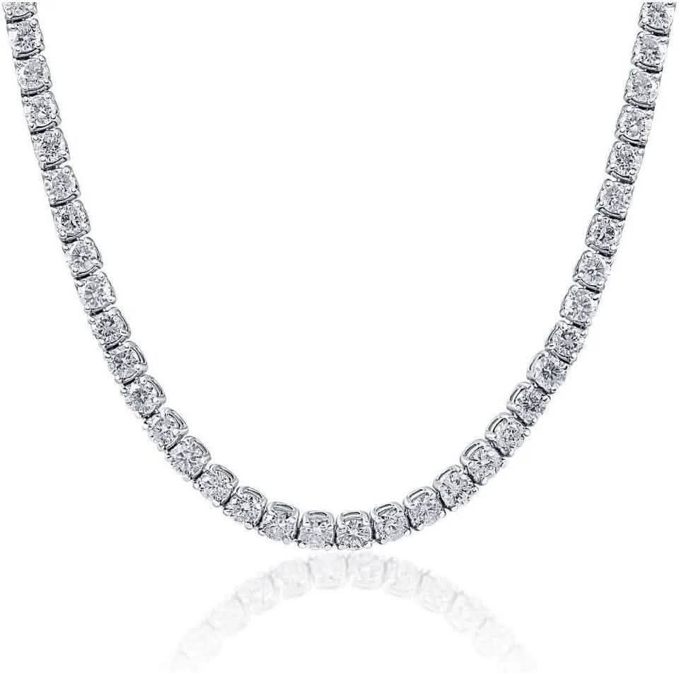 Riesige Halskette aus 14K Weißgold mit natürlichen Diamanten im Rundschliff, 23 Karat TW, 45,7 cm