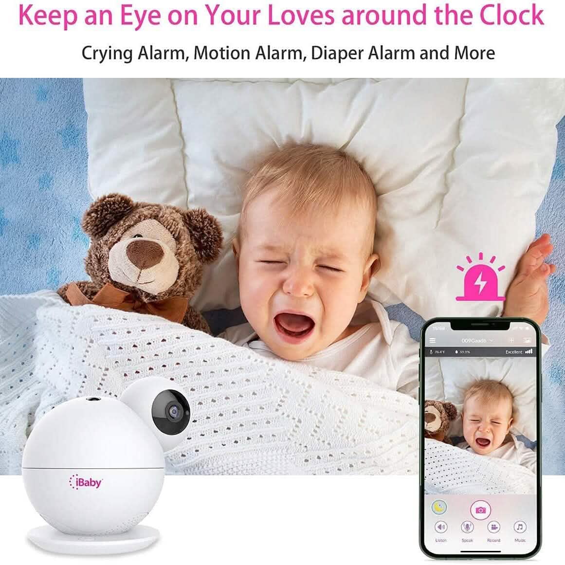 iBaby M8 2K Smart Babyphone, 355° Schwenken 110° Neigen und 2-Wege-Kommunikation (Generalüberholt)