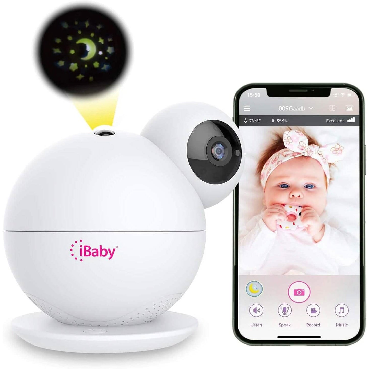 iBaby M8 2K Smart Babyphone, 355° Schwenken 110° Neigen und 2-Wege-Kommunikation (Generalüberholt)
