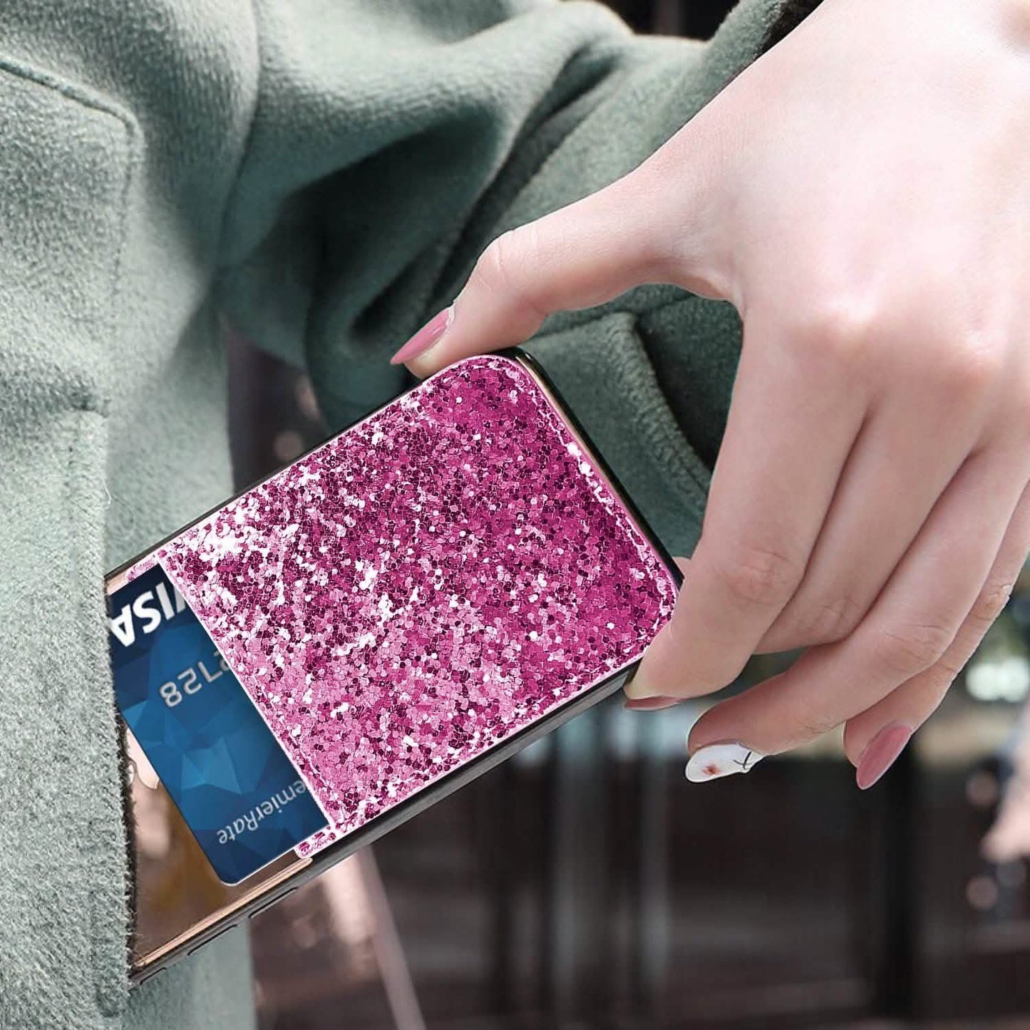 iFab aufklebbare ID-, Kreditkarten-Brieftaschen-Handyhülle für iPhone, Android Smartphones