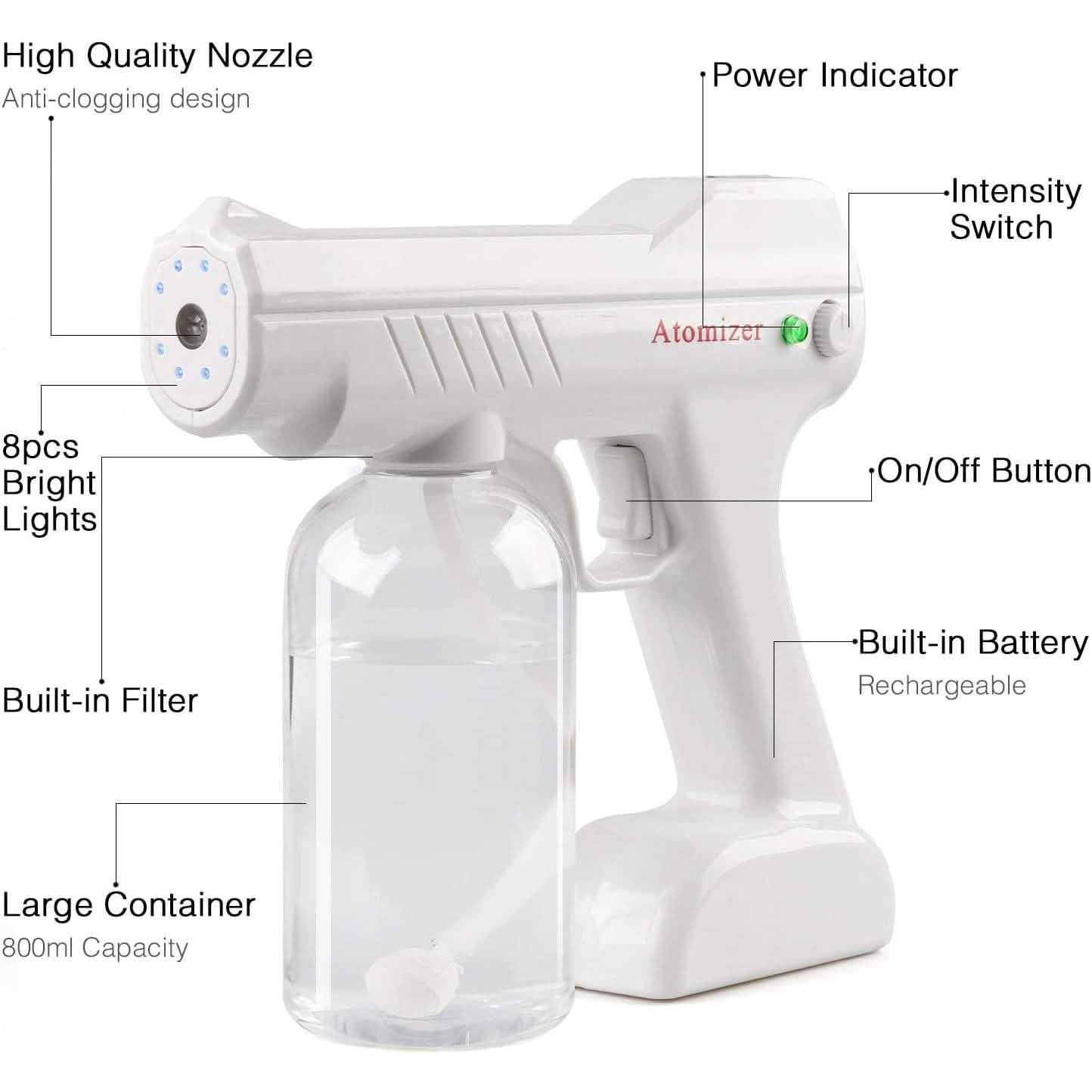 IFLOVE Desinfektionsmittel Elektrostatische Sprühpistole Handheld Nano Zerstäuber