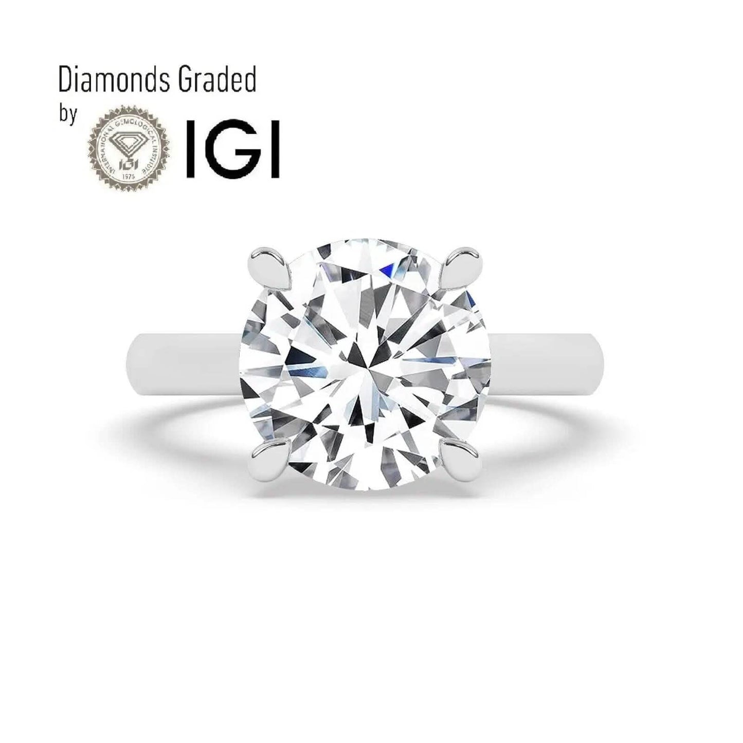 IGI, F/VS1, 5 Karat Solitär Laborgezüchteter runder Diamant-Verlobungsring 18K Weißgold