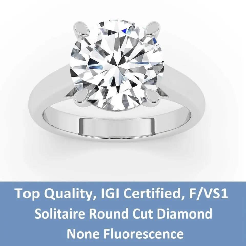 IGI, F/VS1, 5 Karat Solitär Laborgezüchteter runder Diamant-Verlobungsring 18K Weißgold