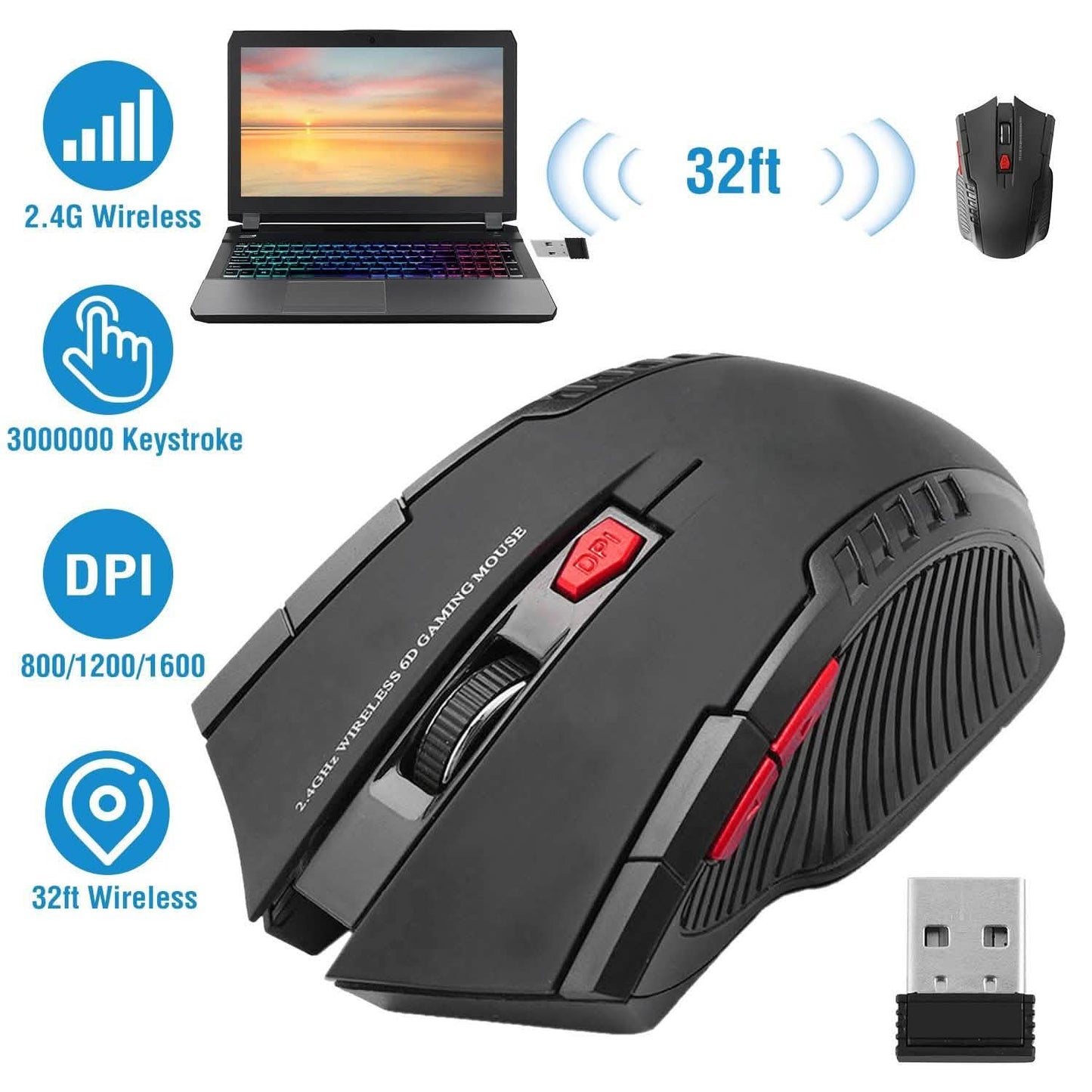 iMountek 2.4G Kabellose Gaming Maus
