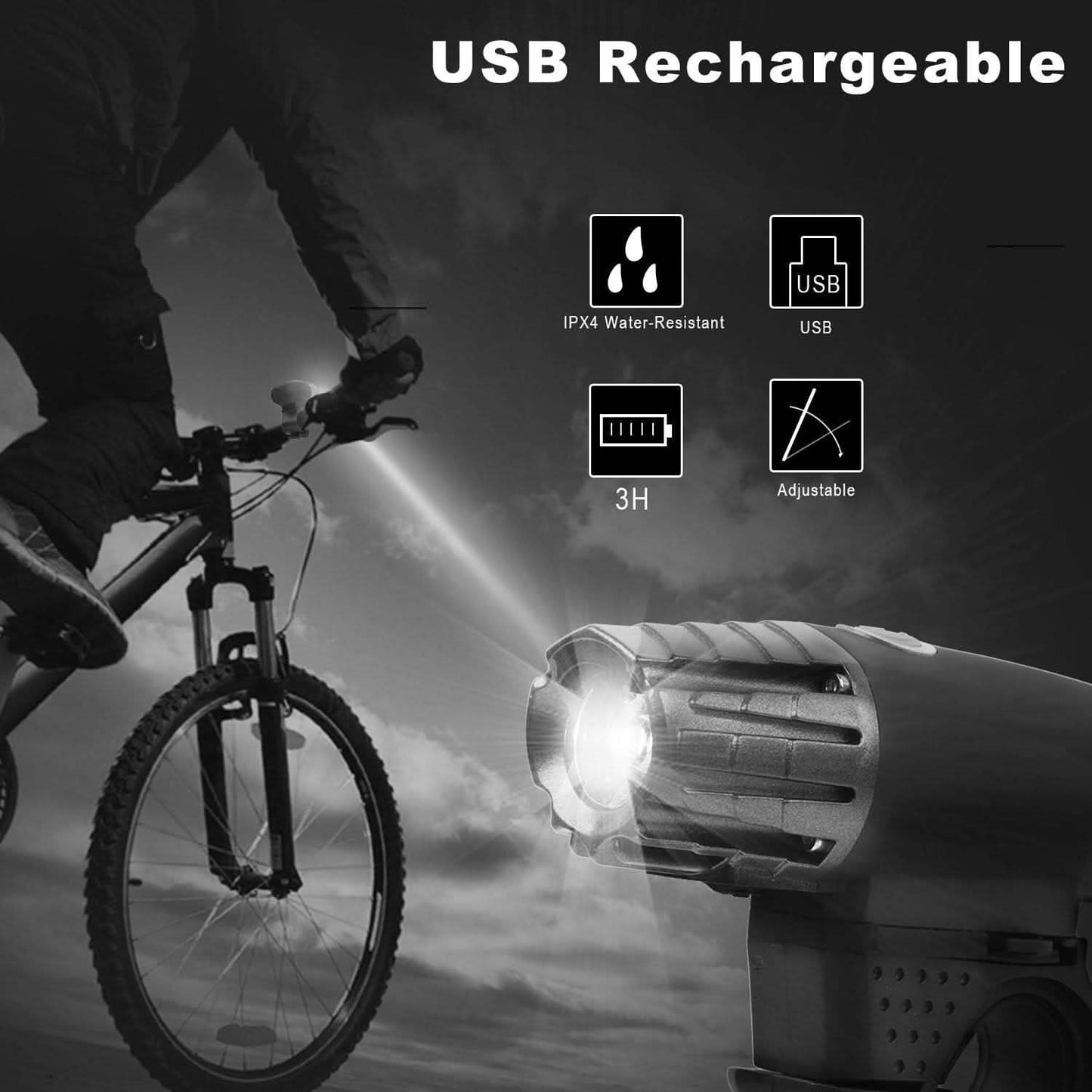 iMounTEK Fahrrad-Fronttaschenlampe IPX4 Wasserfest mit Rücklicht/Sicherheits-LED-Lampe