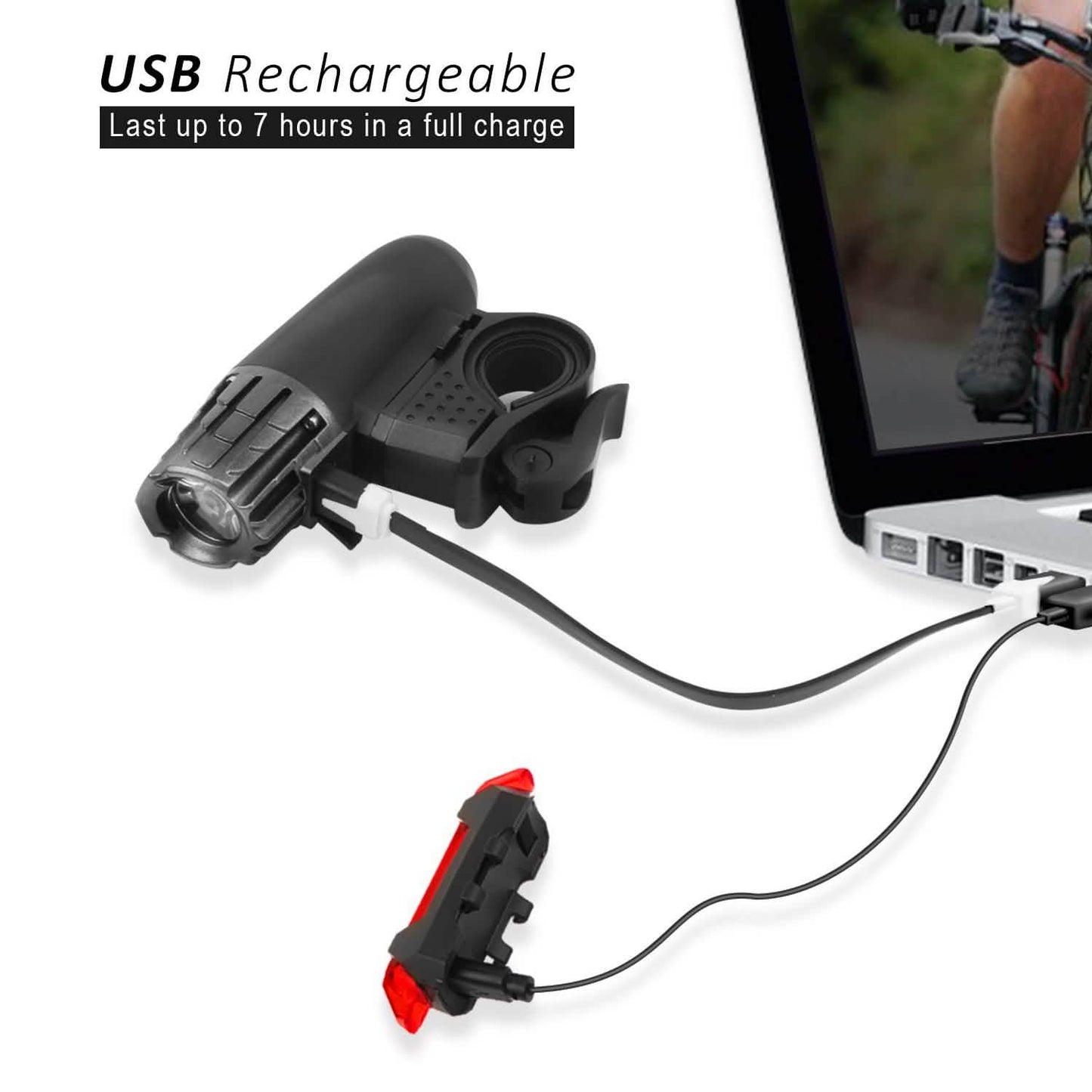 iMounTEK Fahrrad-Fronttaschenlampe IPX4 Wasserfest mit Rücklicht/Sicherheits-LED-Lampe