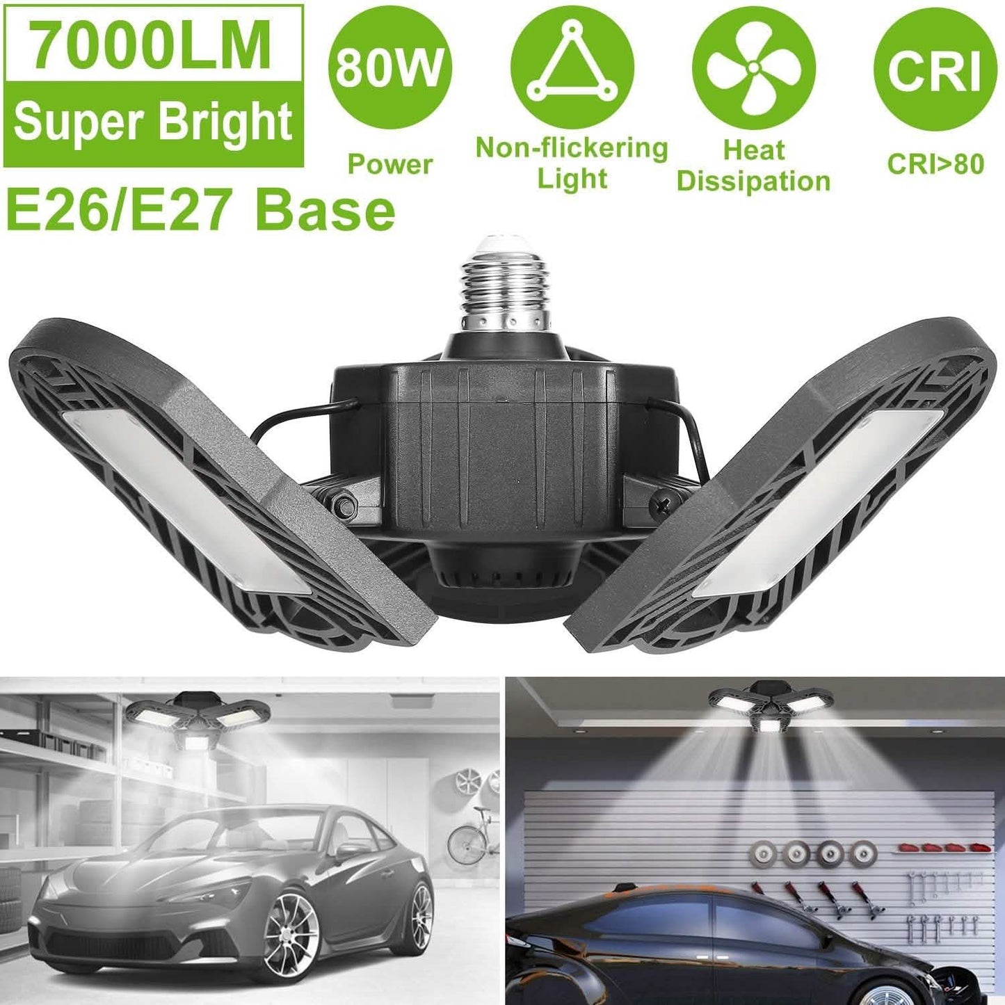 iMounTEK E26 /E27 80W 7000LM 6500K LED Garagen-Deckenleuchte