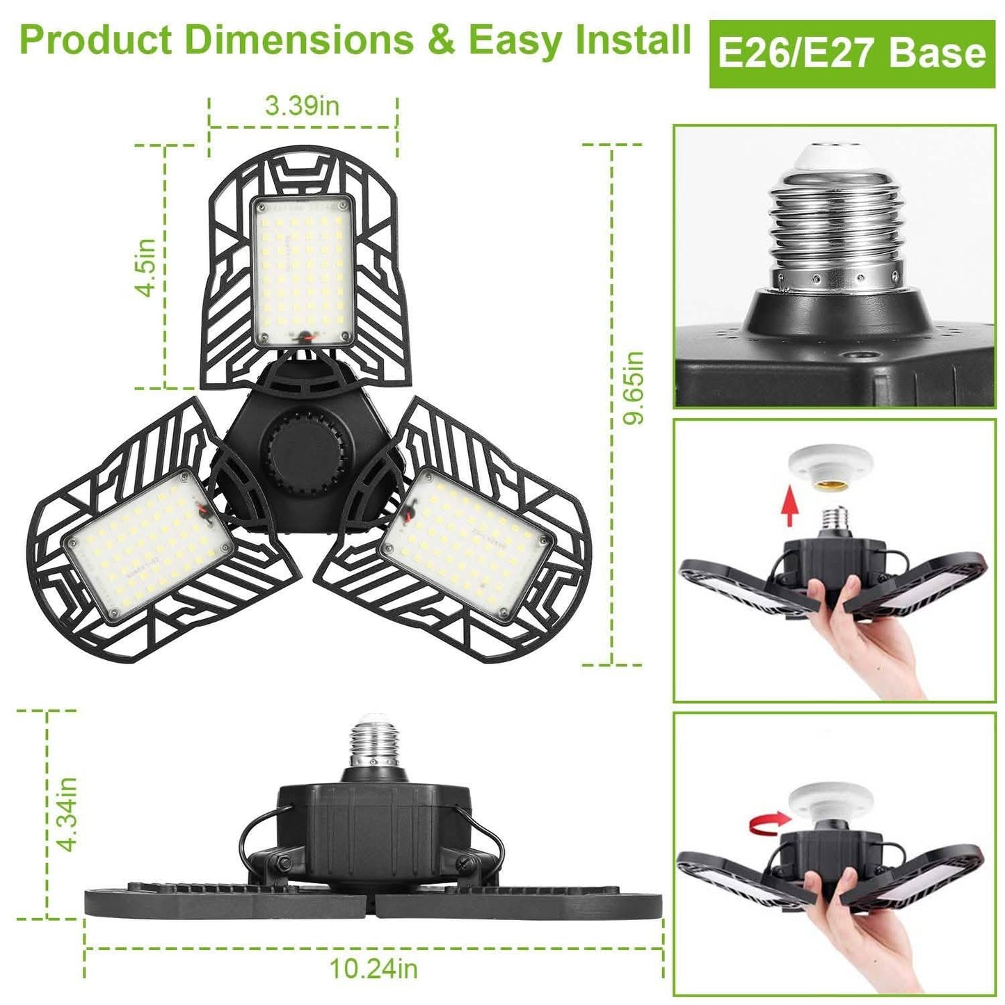 iMounTEK E26 /E27 80W 7000LM 6500K LED Garagen-Deckenleuchte
