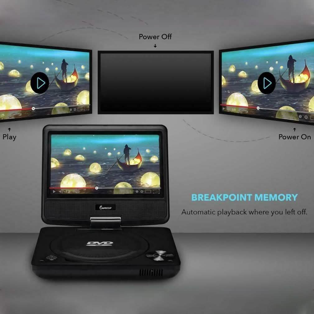 Impecca DVP-772K 7-Zoll-DVD-Player mit drehbarem Bildschirm