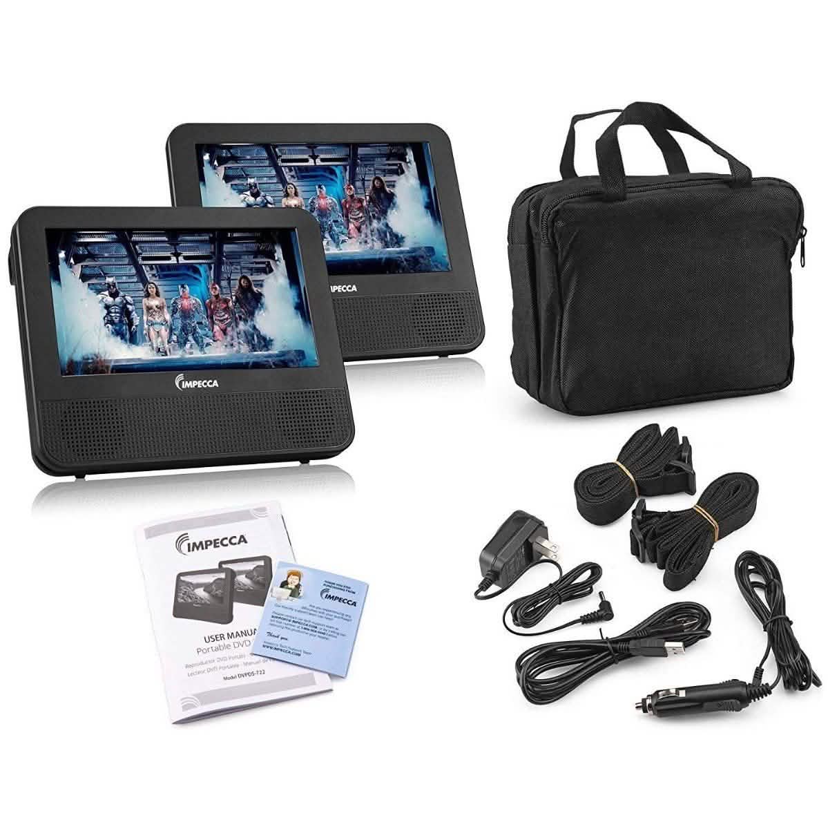 Impecca DVPDS-722 7-Zoll-DVD-Player mit zwei Bildschirmen
