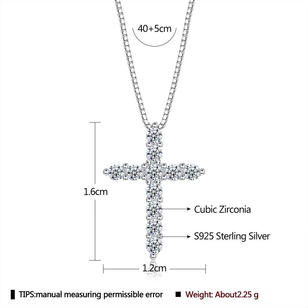 INALIS – Halskette aus 925er Sterlingsilber mit klassischem Kreuz und Zirkonia