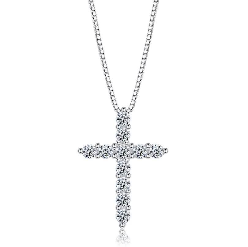 INALIS – Halskette aus 925er Sterlingsilber mit klassischem Kreuz und Zirkonia
