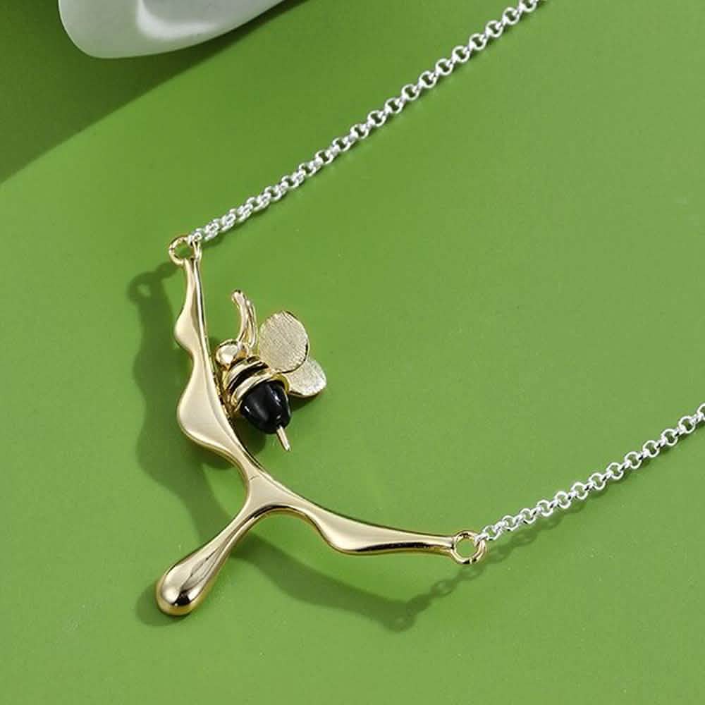 INALIS 925 Sterling Silber Anhänger Süße Biene Achat Stein Luxuriöse Halskette