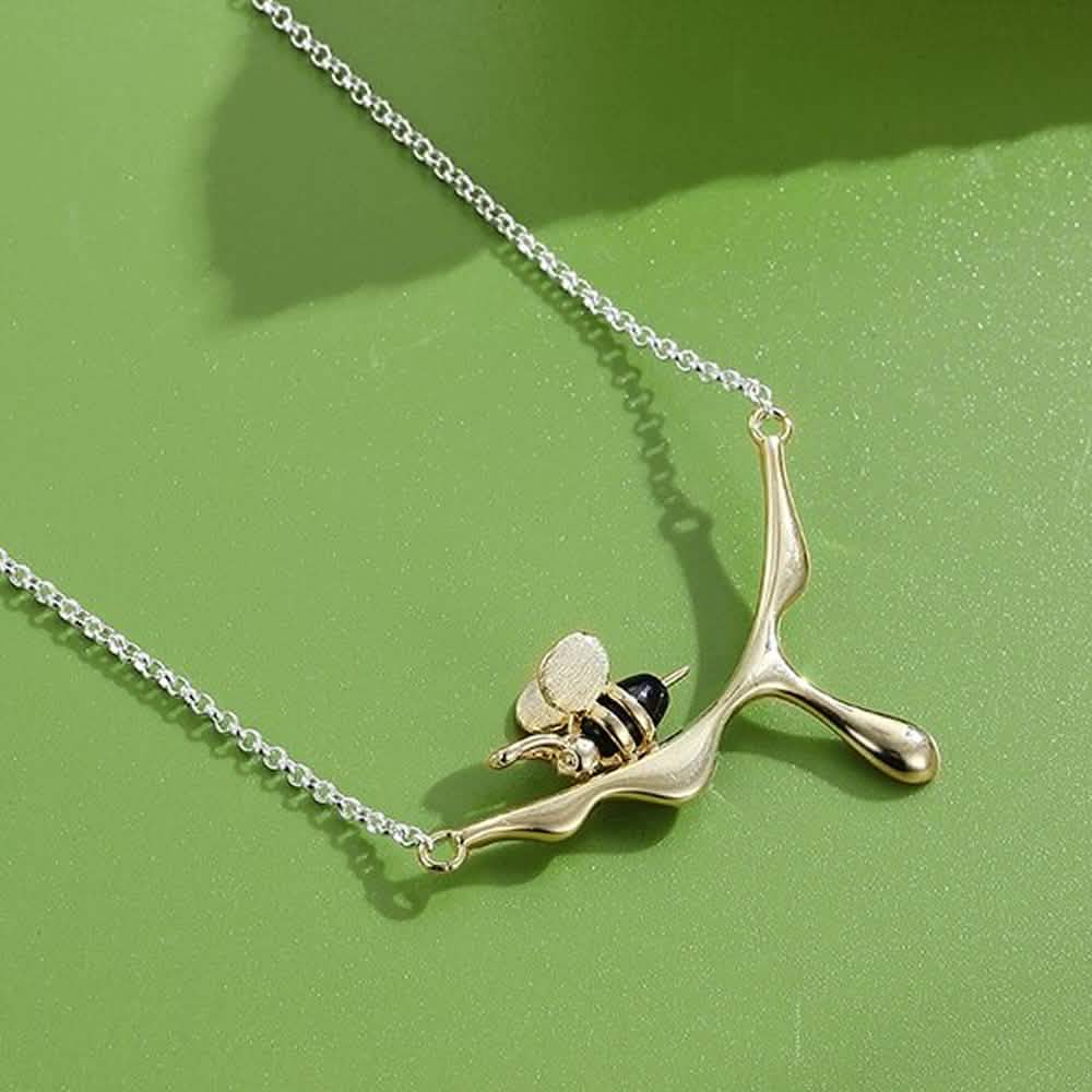 INALIS 925 Sterling Silber Anhänger Süße Biene Achat Stein Luxuriöse Halskette