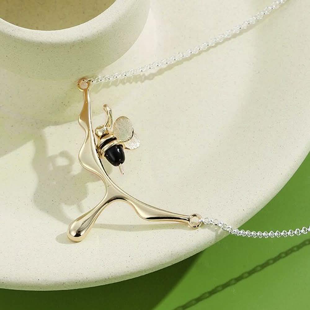 INALIS 925 Sterling Silber Anhänger Süße Biene Achat Stein Luxuriöse Halskette