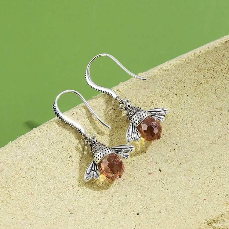 INALIS Bienenförmiger Ohrring aus 925er Sterlingsilber mit Zirkonia und Austria-Kristall