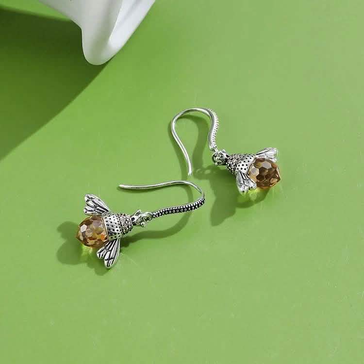 INALIS Bienenförmiger Ohrring aus 925er Sterlingsilber mit Zirkonia und Austria-Kristall