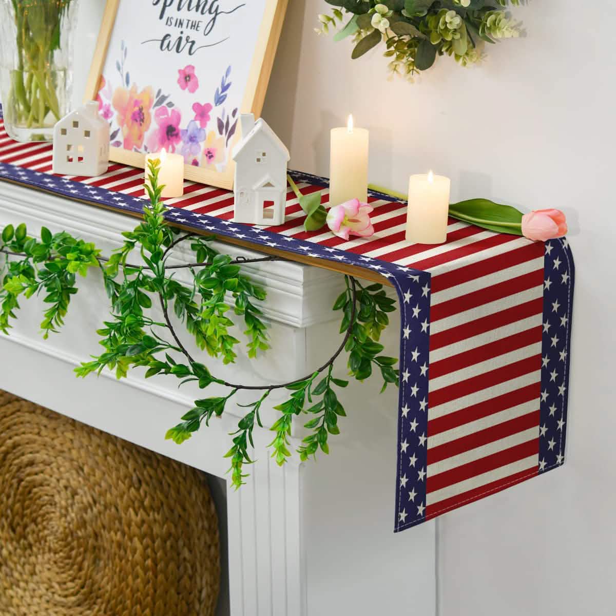 Independence Day Leinen-Jute-Tischwimpelkette
