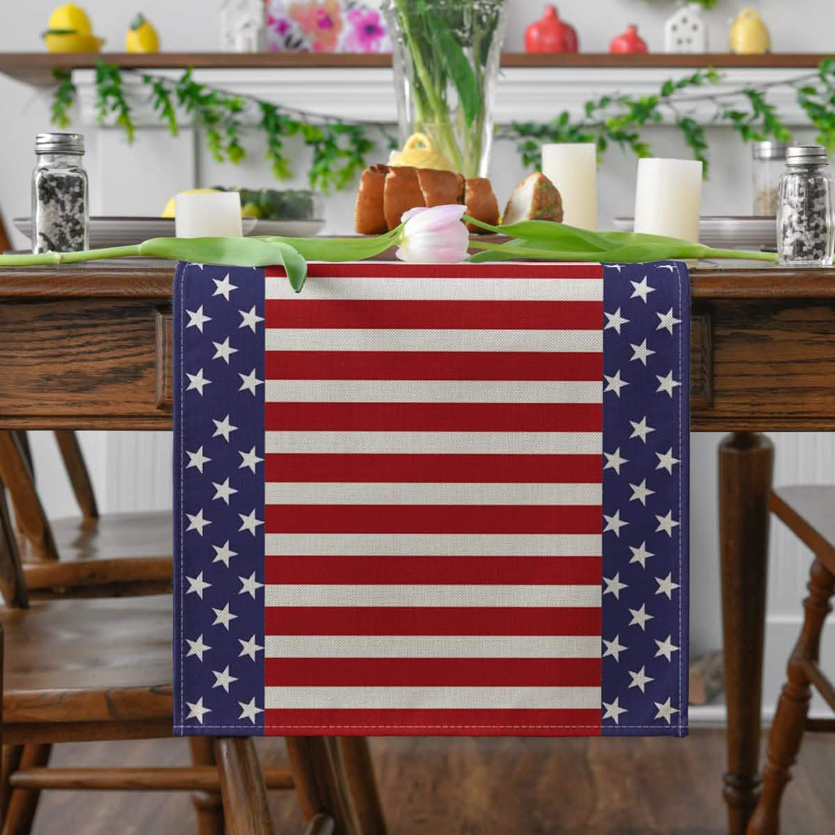 Independence Day Leinen-Jute-Tischwimpelkette