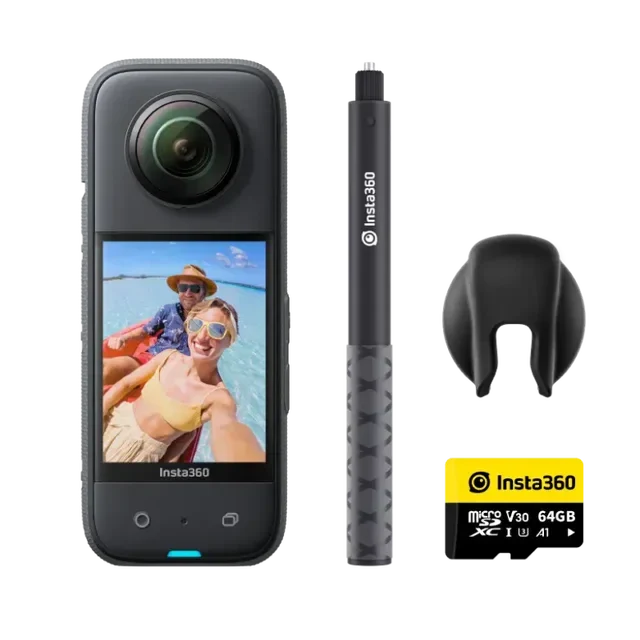 Insta360 X3 64GB Vlog Kit – 360-Grad-Action-Kamera mit 5.7K 360, 4K Einzelobjektiv-Kamera, wasserdicht (Generalüberholt)