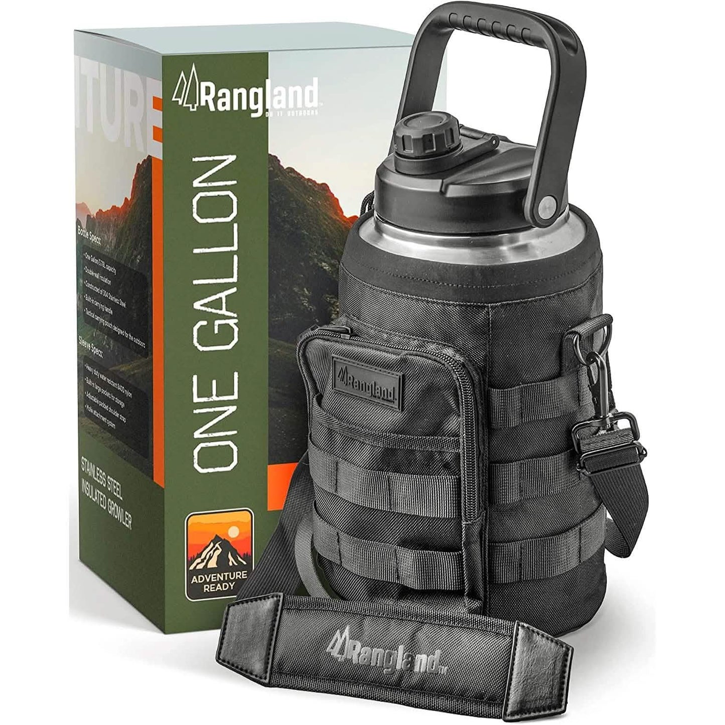 Isolierter Edelstahl-Weithals-Growler (1 Gallone) mit taktischer Tragetasche