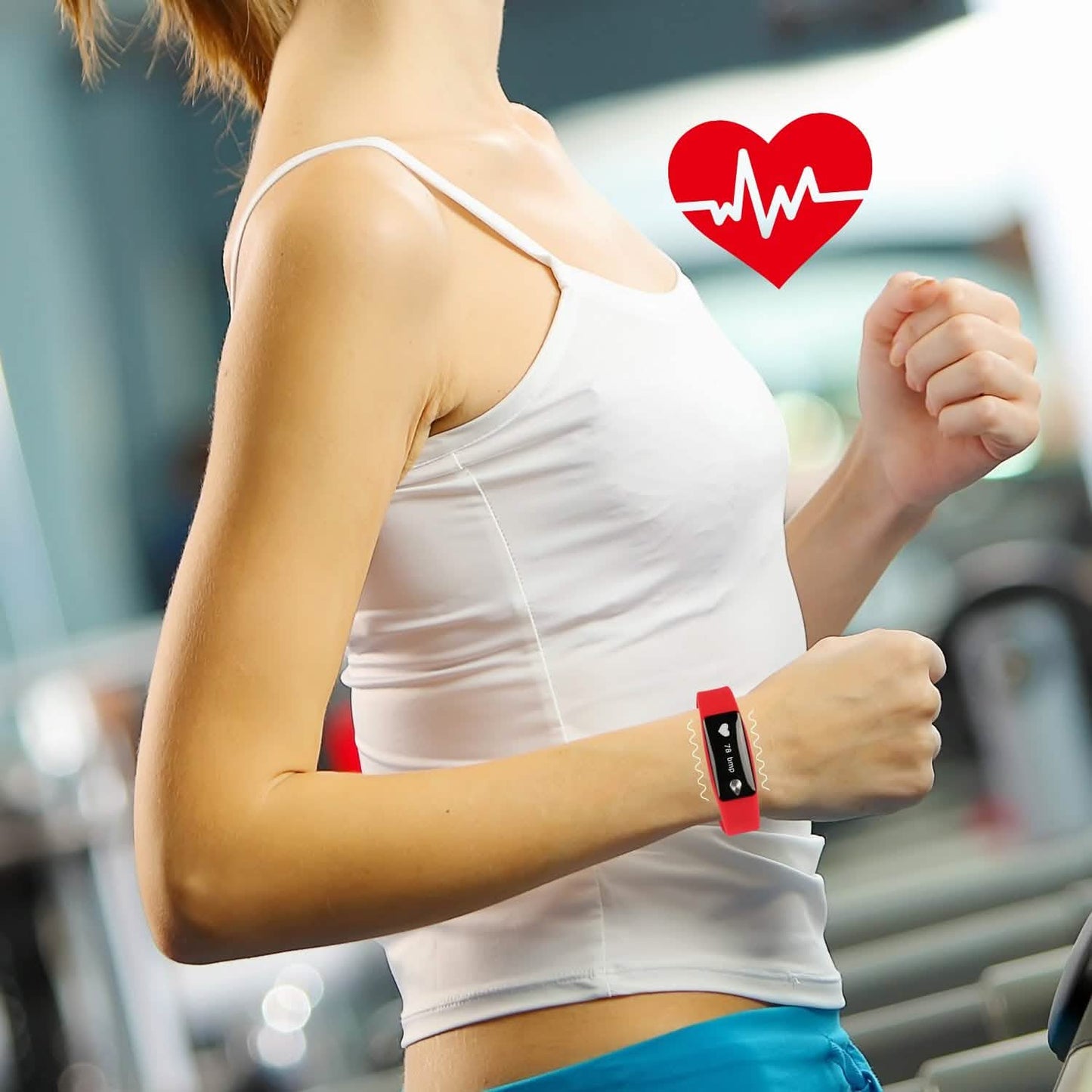 IP67 Fitness-Tracker-Uhr mit Herzfrequenzmesser und Schrittzähler