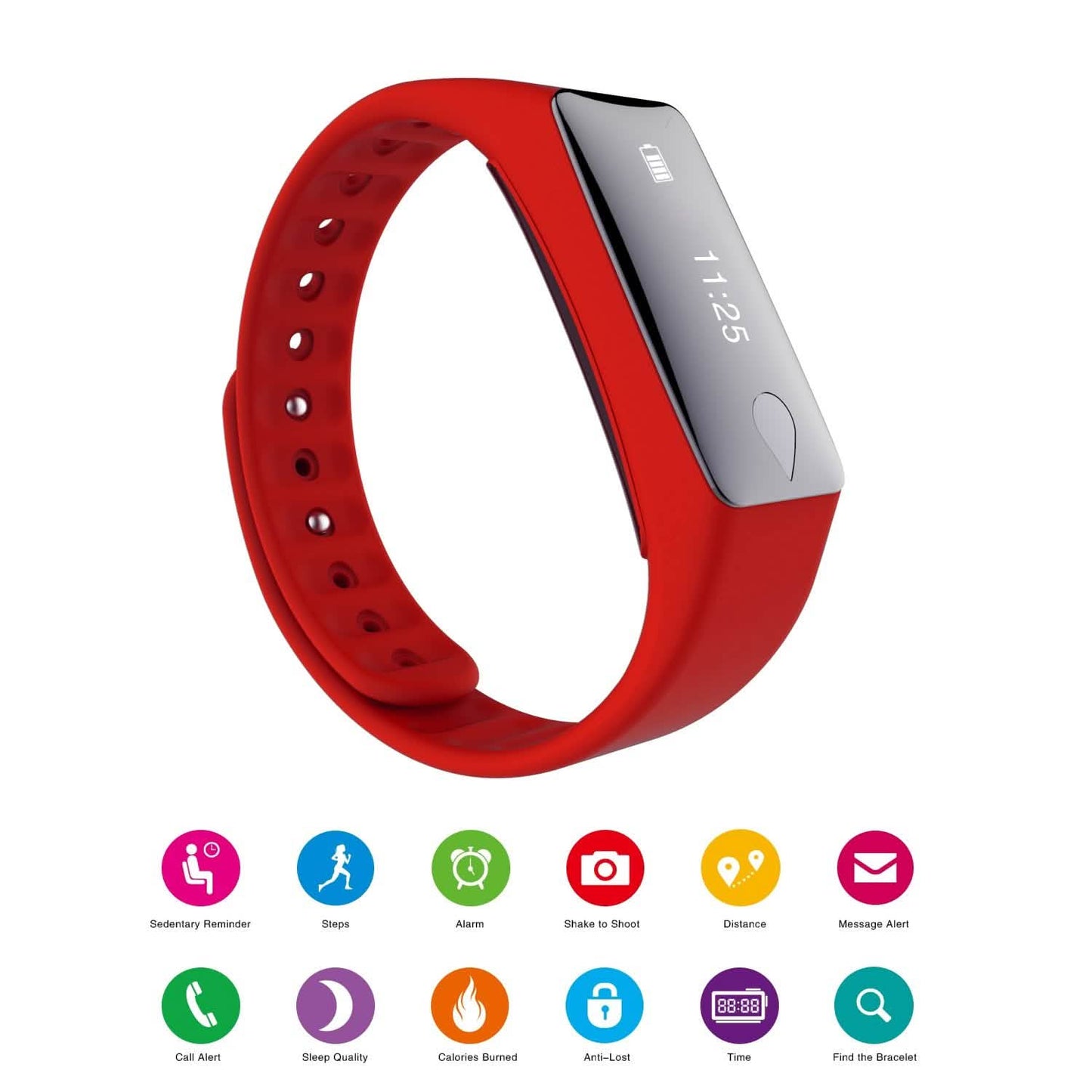 IP67 Fitness-Tracker-Uhr mit Herzfrequenzmesser und Schrittzähler