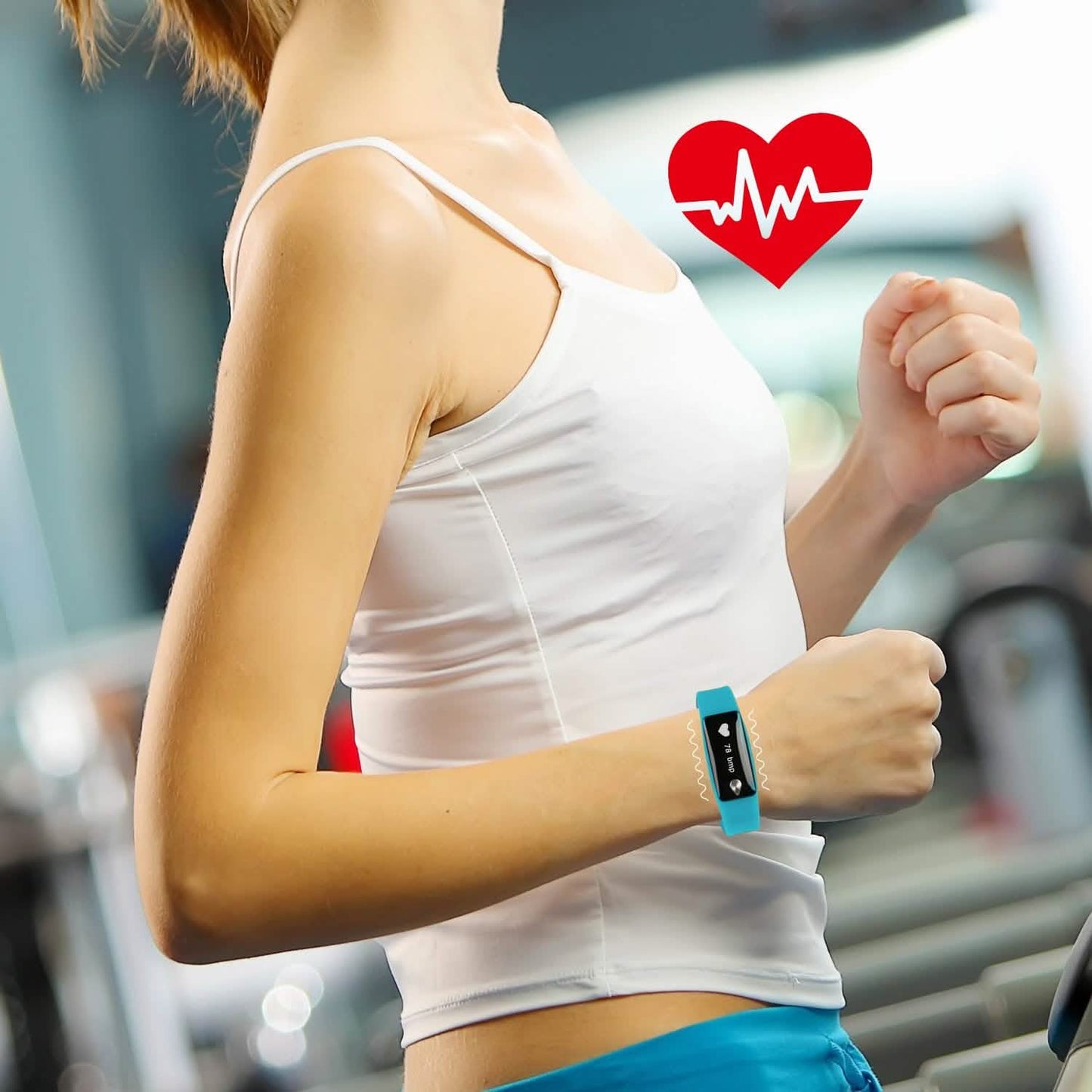 IP67 Fitness-Tracker-Uhr mit Herzfrequenzmesser und Schrittzähler