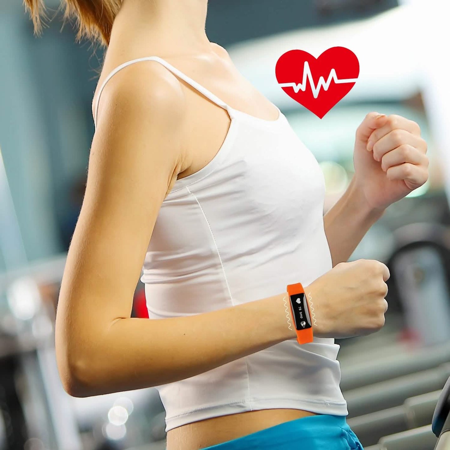 IP67 Fitness-Tracker-Uhr mit Herzfrequenzmesser und Schrittzähler