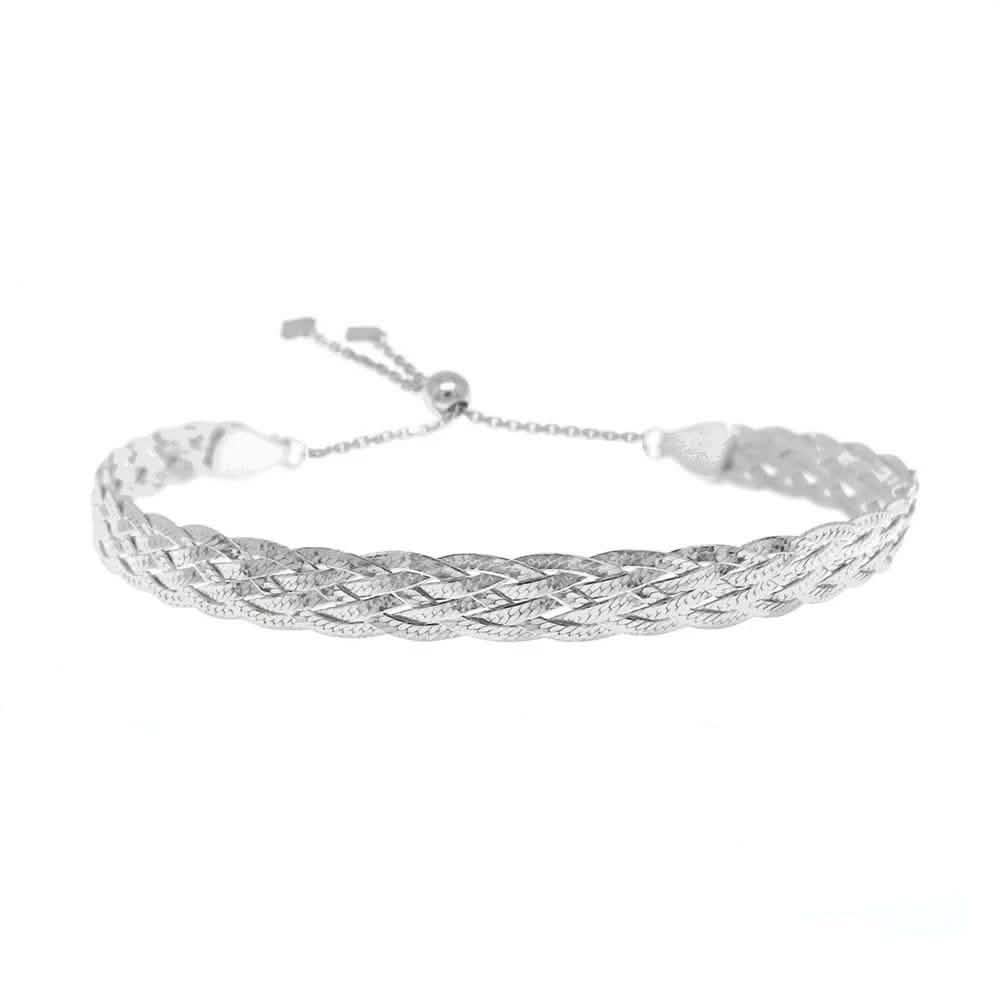 Italienisches geflochtenes Schlangenkettenarmband aus Sterlingsilber von Verona