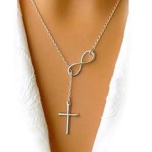 Italienische Halskette mit Unendlichkeitskreuz und Lariat aus Sterlingsilber