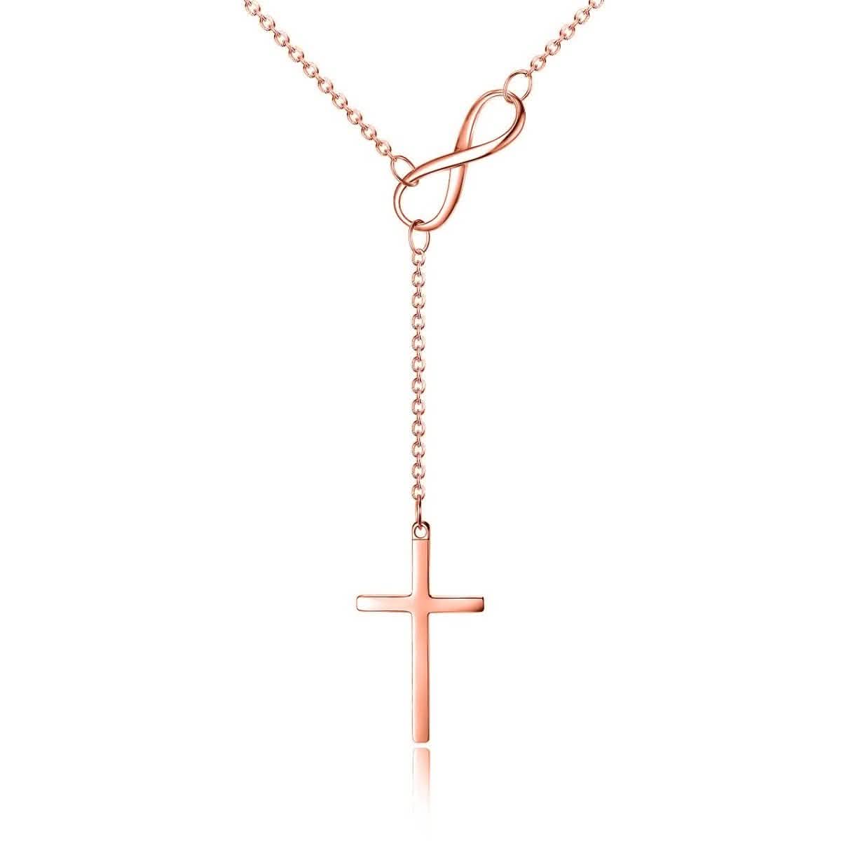 Italienische Halskette mit Unendlichkeitskreuz und Lariat aus Sterlingsilber