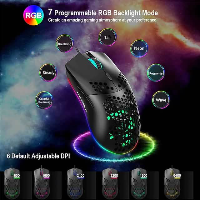 J900 kabelgebundene Gaming-Maus mit Wabenmuster