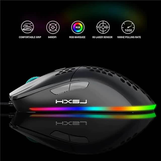 J900 kabelgebundene Gaming-Maus mit Wabenmuster