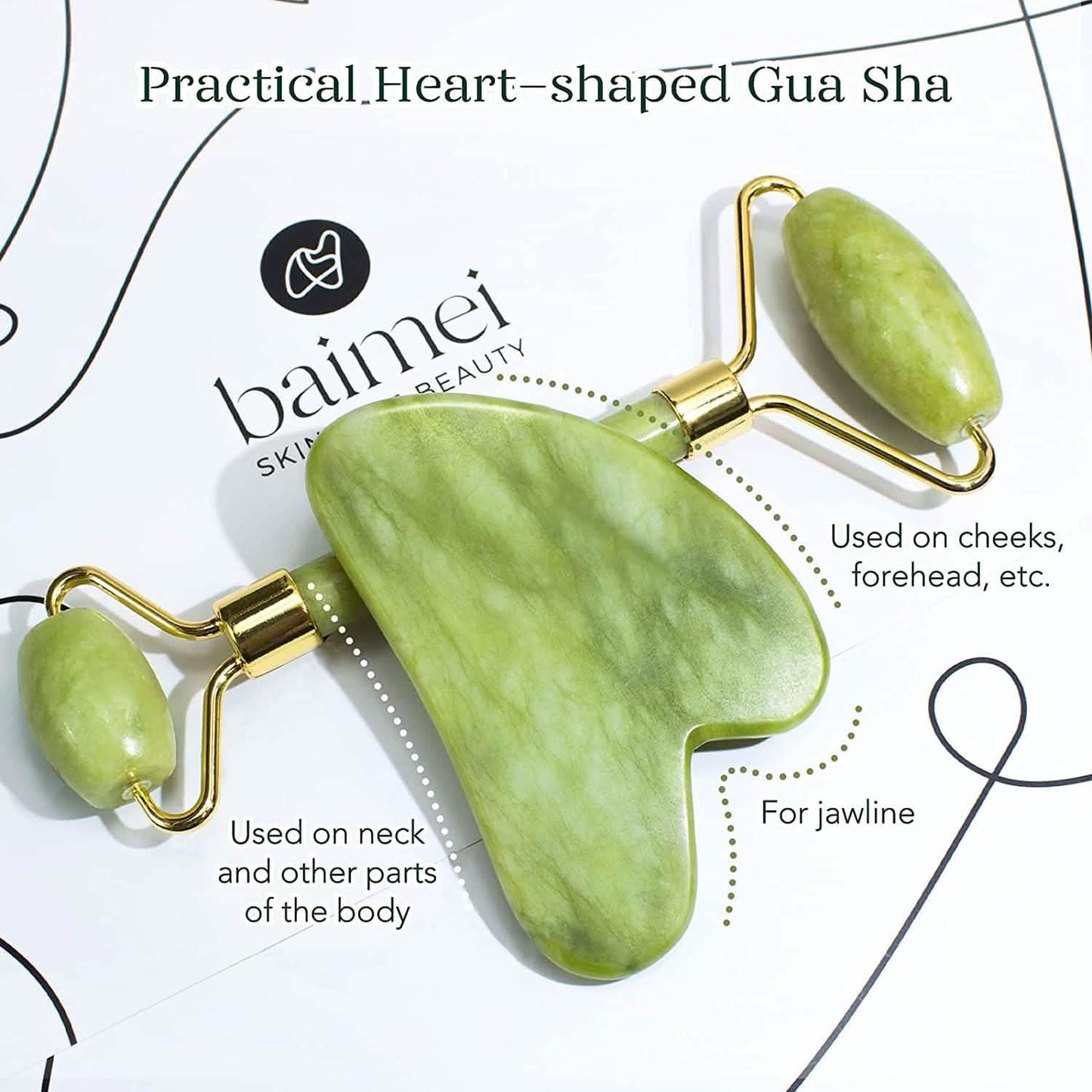Jade-Roller & Gua Sha Set Gesichts-Schönheitswerkzeuge Gesichtsroller Hautmassagegerät