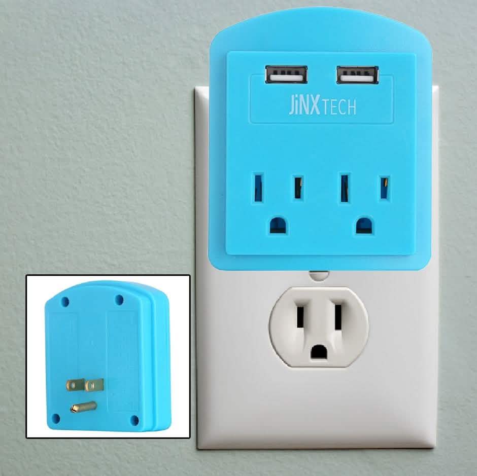 JinxTech 2-fach Steckdosenadapter mit zwei USB-Anschlüssen