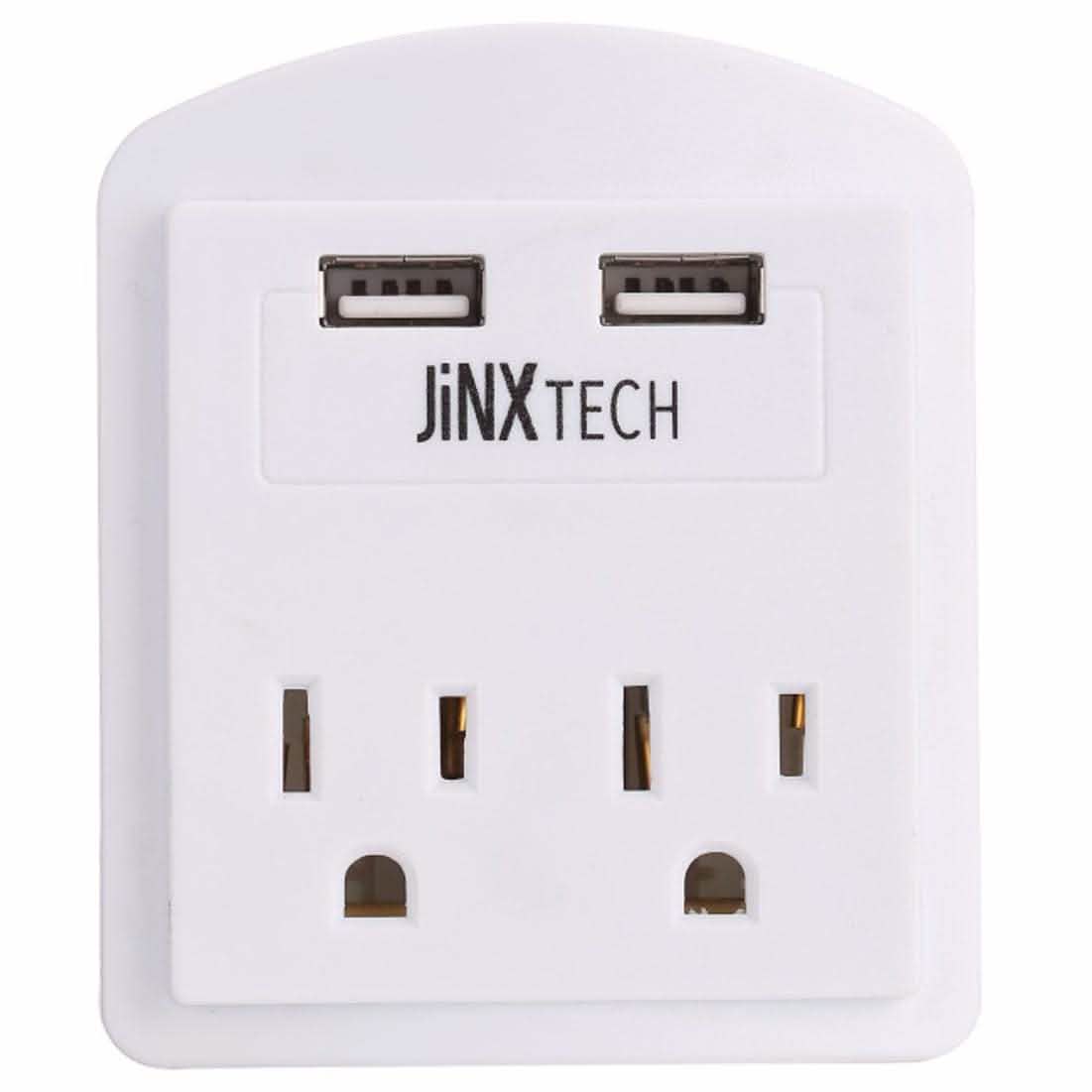 JinxTech 2-fach Steckdosenadapter mit zwei USB-Anschlüssen