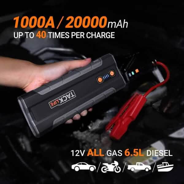 Starthilfegerät 1000A Spitze 20000mAh 12V Auto Starthilfe Schwarz T8 MAX