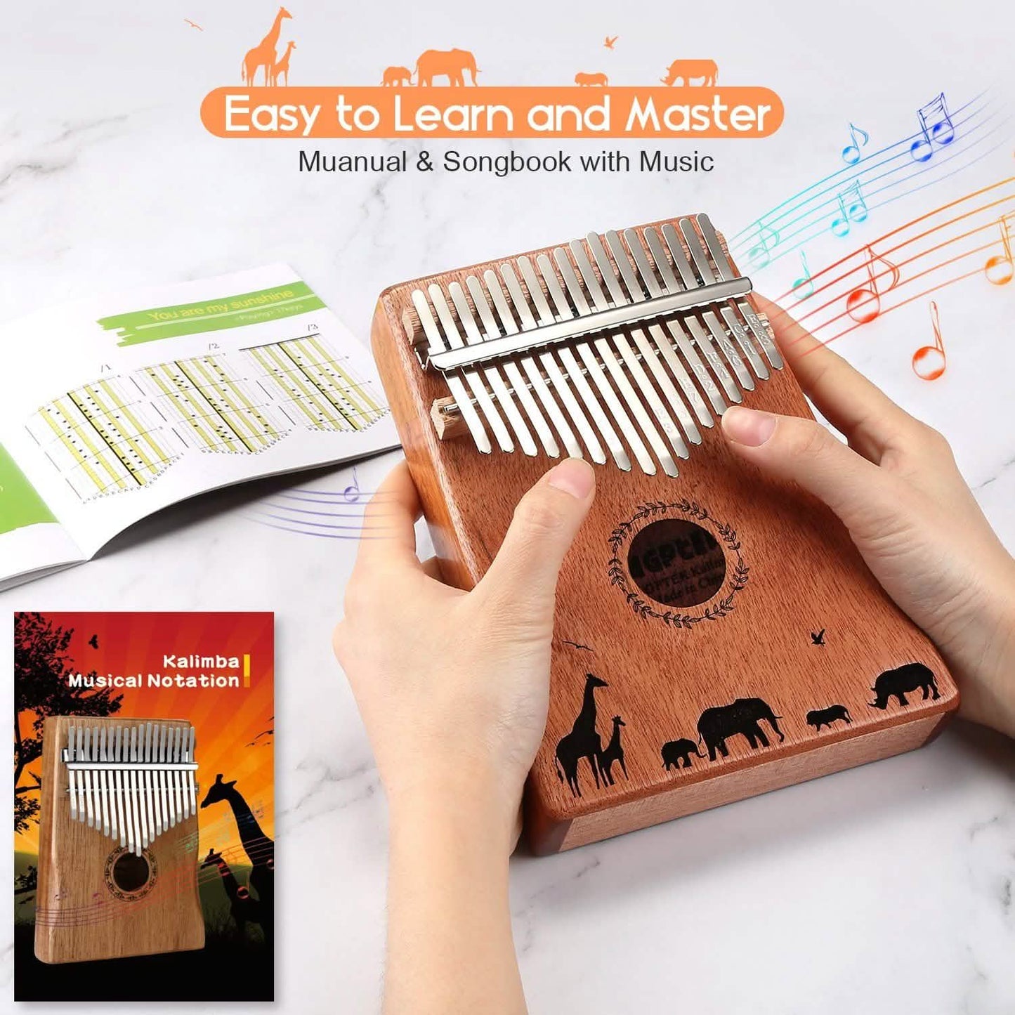 Kalimba, 17 Tasten, Daumenklavier mit Stimmar Hammer und Tasche