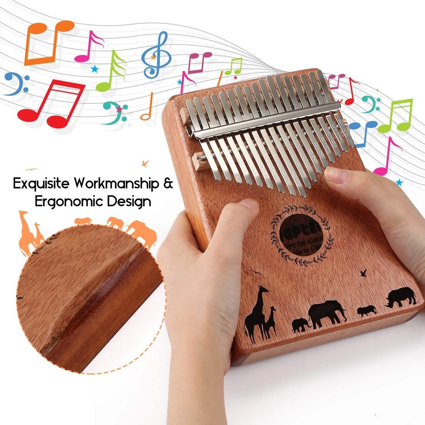 Kalimba, 17 Tasten, Daumenklavier mit Stimmar Hammer und Tasche