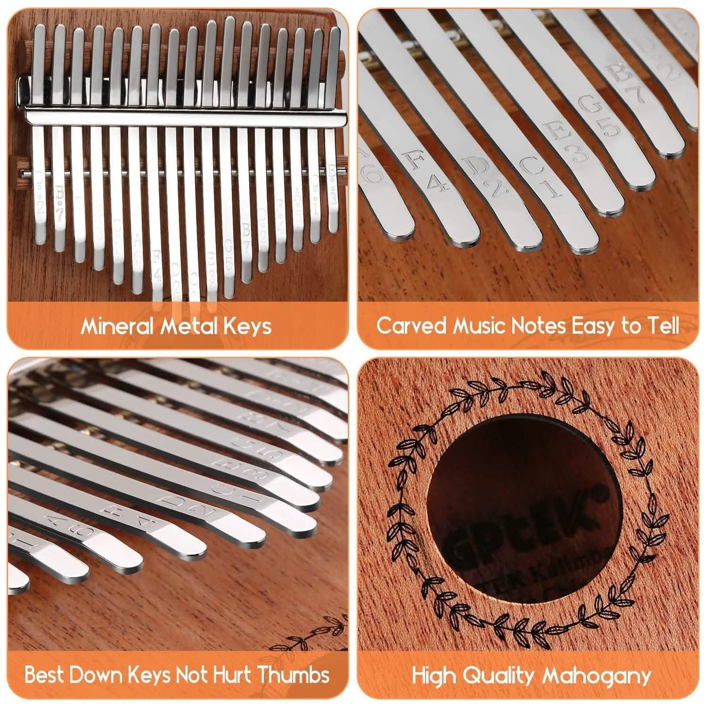 Kalimba, 17 Tasten, Daumenklavier mit Stimmar Hammer und Tasche
