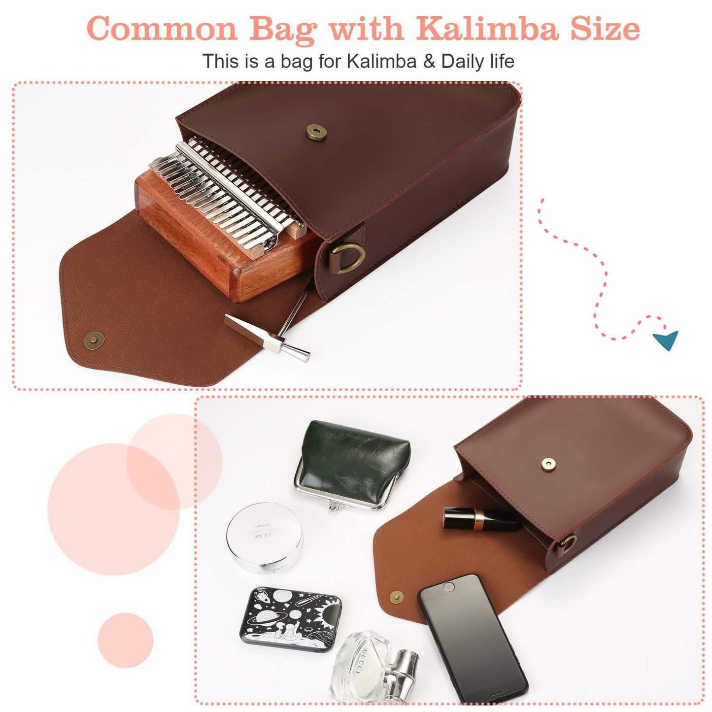 Kalimba-Tasche Daumenklavier Flanellbeutel mit verstellbarem Riemen