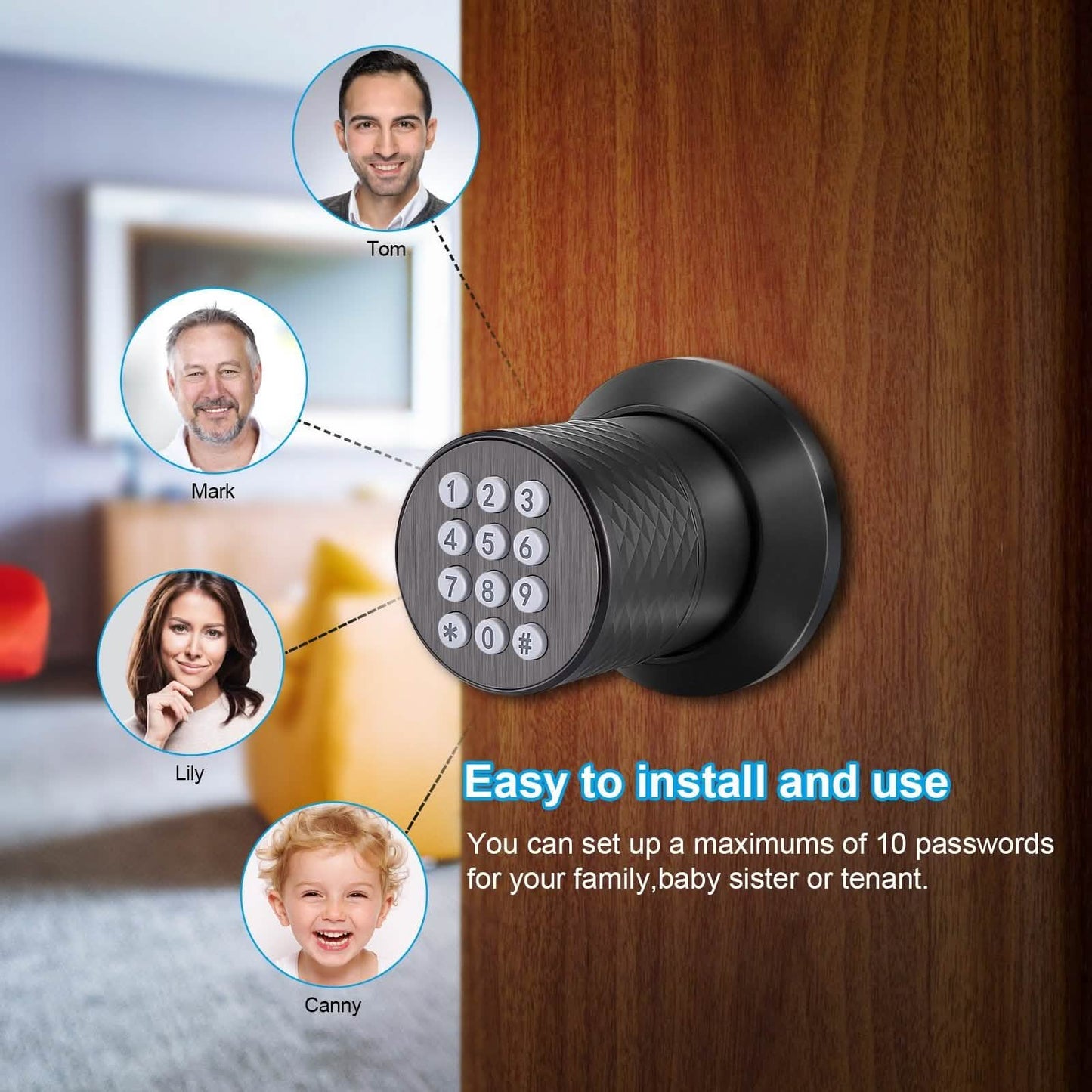 Schlüsselloses Smart Lock Digitales Türschloss mit Tastatur & Ersatzschlüsseln