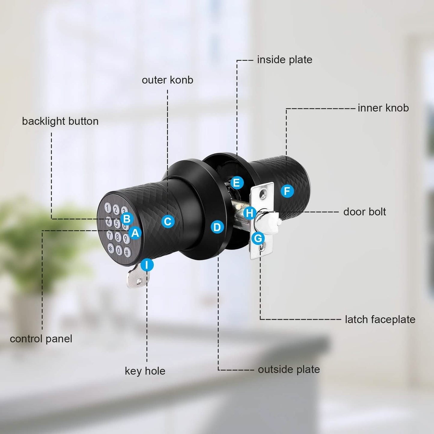 Schlüsselloses Smart Lock Digitales Türschloss mit Tastatur & Ersatzschlüsseln