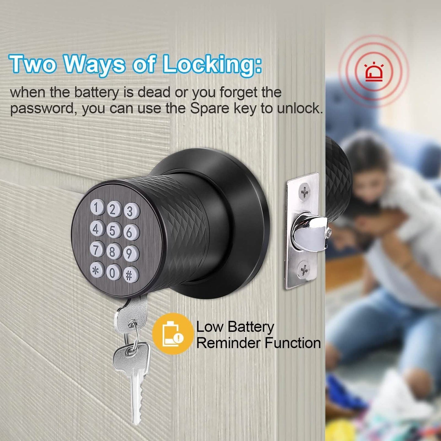 Schlüsselloses Smart Lock Digitales Türschloss mit Tastatur & Ersatzschlüsseln