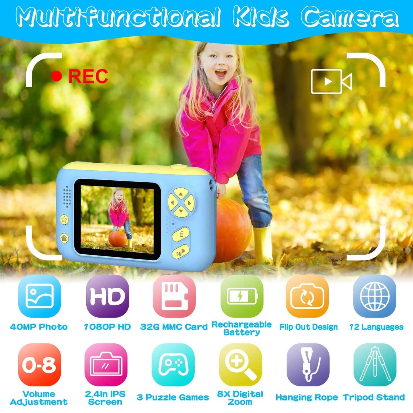 Kinderdigitalkamera mit drehbarem Objektiv