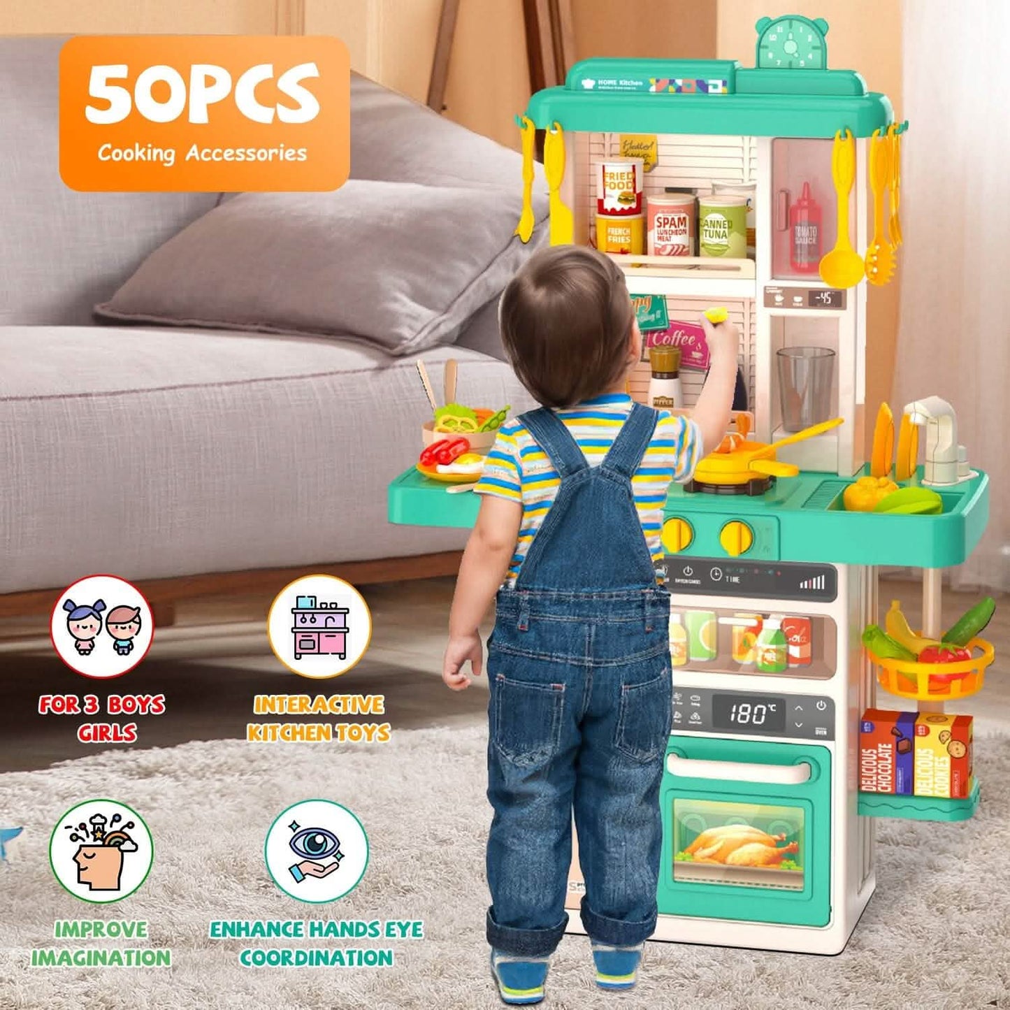 Kinder-Küchenspielset, interaktives Spielzeug-Küchenset, Kochgeschirr